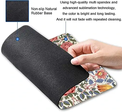 SANWUMIAN Mouse Pad, Floral Mouse Pad, Square Mouse Mat Waterproof Mousepad Non-Slip Rubber Base Mouse Pads for Office Laptop, William Morris Flowers - 6