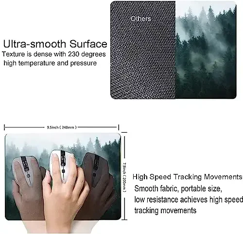 SANWUMIAN Mouse Pad, Fog Forest Mouse Mat, Waterproof Non-Slip Rubber Base MousePads for Office Laptop Computer Desk, Natural Landscape - 3