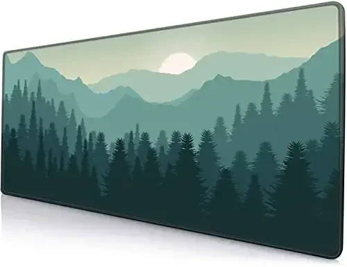 SANWUMIAN Mouse Pad Gaming, Large Mouse Pads for Desk, Keyboard Mouse Mat Desk Pad, Non-Slip Rubber Base with Stitched Edges Mousepad, 31.5x11.8 inch Abstract Landscape Mountain - SANWUMIAN