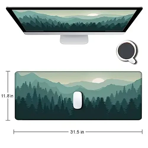SANWUMIAN Mouse Pad Gaming, Large Mouse Pads for Desk, Keyboard Mouse Mat Desk Pad, Non-Slip Rubber Base with Stitched Edges Mousepad, 31.5x11.8 inch Abstract Landscape Mountain - 2