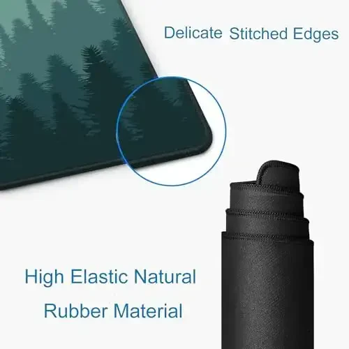 SANWUMIAN Mouse Pad Gaming, Large Mouse Pads for Desk, Keyboard Mouse Mat Desk Pad, Non-Slip Rubber Base with Stitched Edges Mousepad, 31.5x11.8 inch Abstract Landscape Mountain - 3