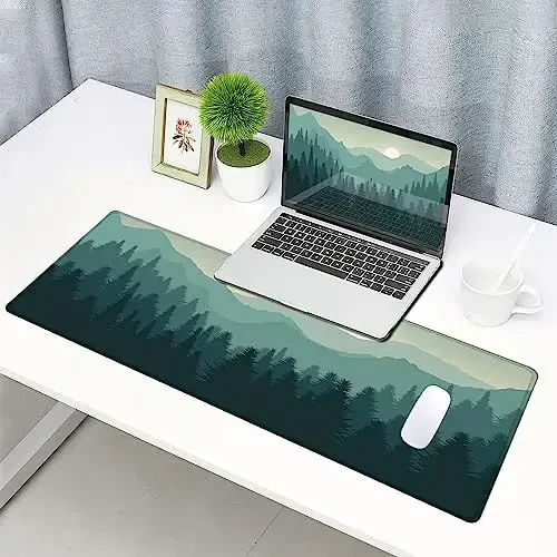 SANWUMIAN Mouse Pad Gaming, Large Mouse Pads for Desk, Keyboard Mouse Mat Desk Pad, Non-Slip Rubber Base with Stitched Edges Mousepad, 31.5x11.8 inch Abstract Landscape Mountain - 6