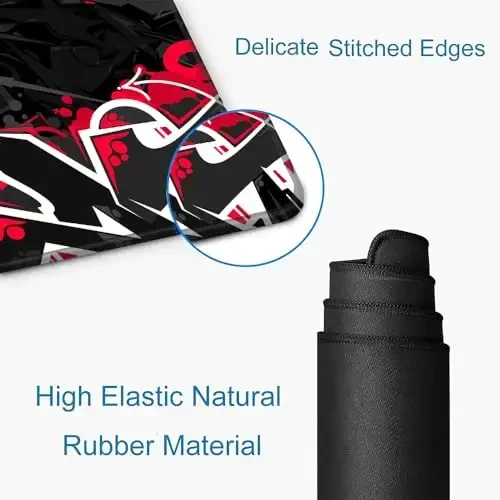 SANWUMIAN Mouse Pad Gaming, Large XXL Mouse Pads, Non-Slip Rubber Base Mousepad, Keyboard Mouse Mat Desk Pad with Stitched Edges, 31.5x11.8 inch Black Red - 3