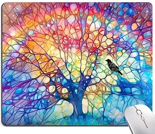 SANWUMIAN Mouse Pad, Cute Mouse Mat for Women, Square Waterproof Non-Slip Rubber Base Computer MousePads for Desk Office Laptop, Tree of Life - SANWUMIAN