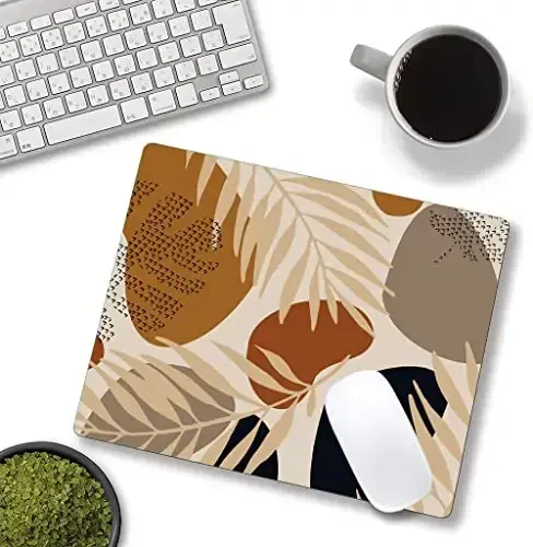 SANWUMIAN Mouse Pad, Square Abstract Mouse Pad, Cute Mouse Mat Waterproof Non-Slip Rubber Base Mouse Pads for Office Laptop, Brown Leaves - 2