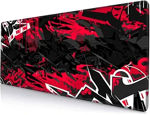 SANWUMIAN Mouse Pad Gaming, Large XXL Mouse Pads, Non-Slip Rubber Base Mousepad, Keyboard Mouse Mat Desk Pad with Stitched Edges, 31.5x11.8 inch Black Red - 1