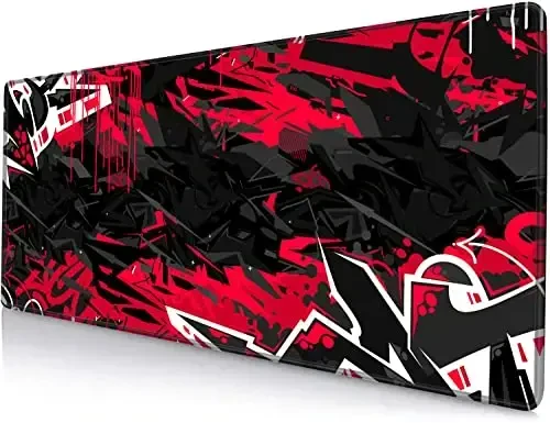 SANWUMIAN Mouse Pad Gaming, Large XXL Mouse Pads, Non-Slip Rubber Base Mousepad, Keyboard Mouse Mat Desk Pad with Stitched Edges, 31.5x11.8 inch Black Red 