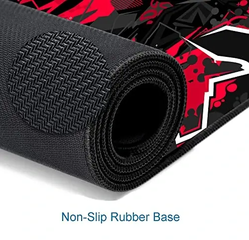 SANWUMIAN Mouse Pad Gaming, Large XXL Mouse Pads, Non-Slip Rubber Base Mousepad, Keyboard Mouse Mat Desk Pad with Stitched Edges, 31.5x11.8 inch Black Red - 4