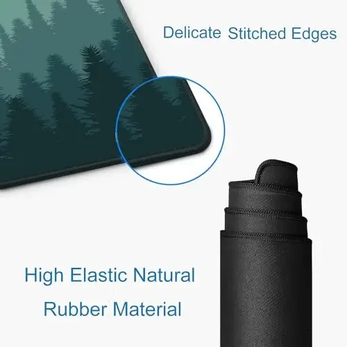 SANWUMIAN Mouse Pad Gaming, Large Mouse Pads for Desk, Keyboard Mouse Mat Desk Pad, Non-Slip Rubber Base with Stitched Edges Mousepad, 31.5x11.8 inch Abstract Landscape Mountain - 3