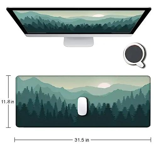 SANWUMIAN Mouse Pad Gaming, Large Mouse Pads for Desk, Keyboard Mouse Mat Desk Pad, Non-Slip Rubber Base with Stitched Edges Mousepad, 31.5x11.8 inch Abstract Landscape Mountain - 2
