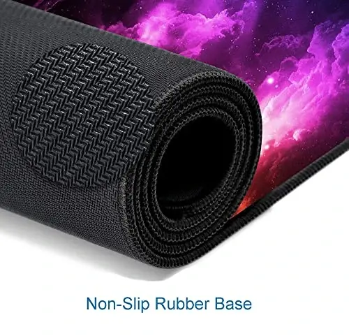 SANWUMIAN Mouse Pad Gaming, Large Mouse Pads for Desk, Keyboard Mouse Mat Desk Pad, Non-Slip Rubber Base with Stitched Edges Mousepad, 31.5x11.8in Colorful Galaxy - 4
