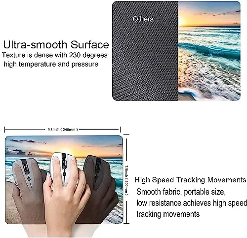 SANWUMIAN Mouse Pad, Beach Mouse Mat, Square Waterproof Non-Slip Rubber Base Computer MousePads for Desk Office Laptop - 3