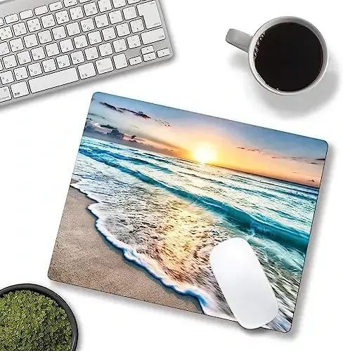 SANWUMIAN Mouse Pad, Beach Mouse Mat, Square Waterproof Non-Slip Rubber Base Computer MousePads for Desk Office Laptop - 4