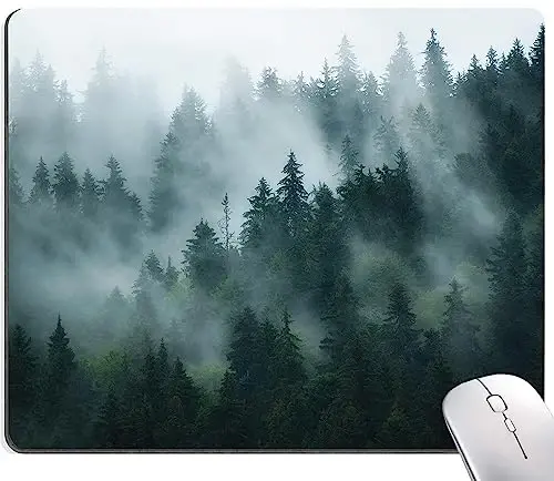 SANWUMIAN Mouse Pad, Fog Forest Mouse Mat, Waterproof Non-Slip Rubber Base MousePads for Office Laptop Computer Desk, Natural Landscape - SANWUMIAN