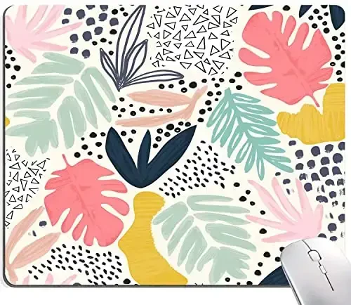 SANWUMIAN Mouse Pad, Abstract Leaves Mouse Pad, Square Mouse Mat Waterproof Non-Slip Rubber Base Mouse Pads 