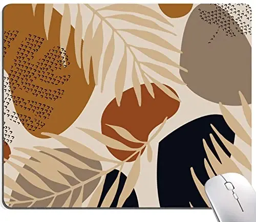 SANWUMIAN Mouse Pad, Square Abstract Mouse Pad, Cute Mouse Mat Waterproof Non-Slip Rubber Base Mouse Pads for Office Laptop, Brown Leaves 
