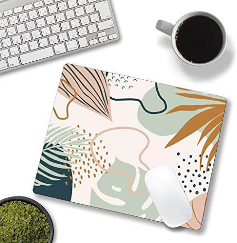 SANWUMIAN Mouse Pad, Square Mouse Pad, Cute Mouse Mat Waterproof Non-Slip Rubber Base Mouse Pads for Office Laptop, Abstract Leaves - 2