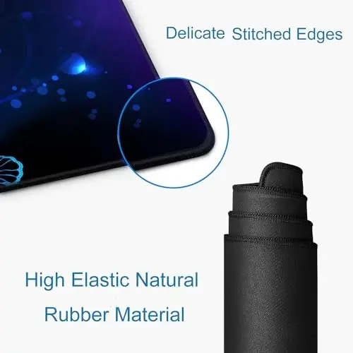 SANWUMIAN Oʻyin Sichqoncha Pad, Ayollar uchun Katta Sichqoncha Padlari, Sirpanmaydigan Rezina Asosli Sichqoncha, Klaviatura Sichqoncha Matosi, Tikilgan Qirrali Stol Padi, 31.5x11.8inch, Binafsha Kapalak - 3