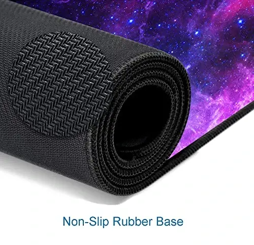 SANWUMIAN O'yin Sichqoncha Pad, Stol uchun Katta Sichqoncha Padlar, Sirpanmas Kauchuk Taglikli Sichqoncha Pad, Tikilgan Qirralari Bo'lgan Klaviatura Sichqoncha Mat Stol Pad, 31,5x11,8 dyuym Galaxy - 3