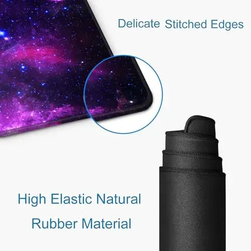 SANWUMIAN O'yin Sichqoncha Pad, Stol uchun Katta Sichqoncha Padlar, Sirpanmas Kauchuk Taglikli Sichqoncha Pad, Tikilgan Qirralari Bo'lgan Klaviatura Sichqoncha Mat Stol Pad, 31,5x11,8 dyuym Galaxy - 2