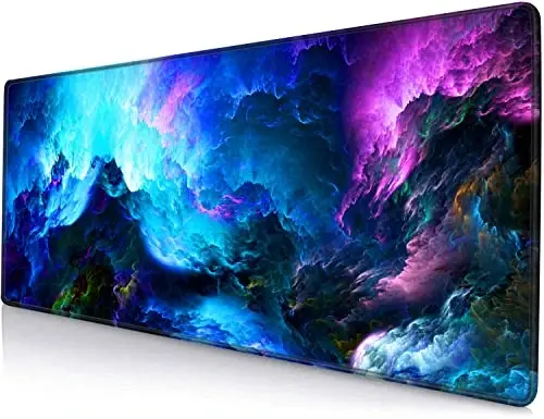 SANWUMIAN Gaming Mouse Pad, Large Non-Slip Rubber Base Mousepad, Keyboard Mouse Mat, Desk Pad with Stitched Edges, 31.5x11.8inch, Dazzling Galaxy - SANWUMIAN (1)