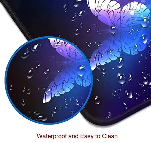 SANWUMIAN Gaming Mouse Pad, Large Mouse Pads for Women, Non-Slip Rubber Base Mousepad, Keyboard Mouse Mat, Desk Pad with Stitched Edges, 31.5x11.8inch, Purple Butterfly - 4