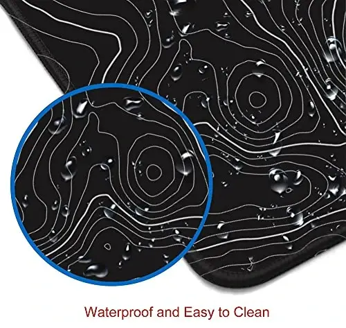 SANWUMIAN Gaming Mouse Pad, Large Topographic Mouse Pads for Desk, Non-Slip Rubber Base Mousepad, Keyboard Mouse Mat, Desk Pad with Stitched Edges, 31.5x11.8inch, Black Geographic Lines - 4