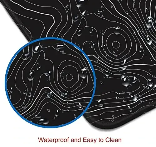 SANWUMIAN Gaming Mouse Pad, Large Topographic Mouse Pads for Desk, Non-Slip Rubber Base Mousepad, Keyboard Mouse Mat, Desk Pad with Stitched Edges, 31.5x11.8inch, Black Geographic Lines - 4