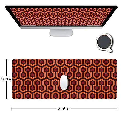 SANWUMIAN Gaming Mouse Pad, XXL Extended Computer Keyboard Long Mouse Mat, Large Desk Pad for Office Laptop, Non-Slip Rubber Base with Stitched Edge Mousepad, 31.5X11.8 inch Overlook Hotel Pattern - 2