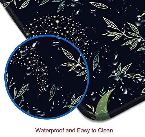 SANWUMIAN Gaming Mouse Pad, XXL Extended Computer Keyboard Long Mouse Mat, Large Desk Pad for Office Laptop, Non-Slip Rubber Base with Stitched Edge Mousepad, 31.5X11.8 inch Black Boho Magic Moon - 4