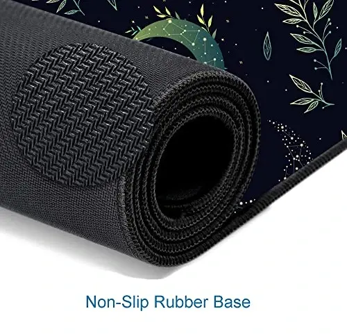 SANWUMIAN Gaming Mouse Pad, XXL Extended Computer Keyboard Long Mouse Mat, Large Desk Pad for Office Laptop, Non-Slip Rubber Base with Stitched Edge Mousepad, 31.5X11.8 inch Black Boho Magic Moon - 5
