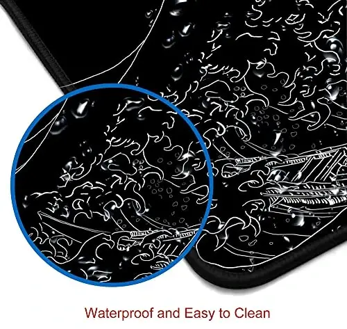 SANWUMIAN Gaming Mouse Pad, Large Mouse Pads for Desk, Non-Slip Rubber Base Mousepad, Keyboard Mouse Mat, Desk Pad with Stitched Edges, 31.5x11.8inch, The Great Wave Off Kanagawa - 4