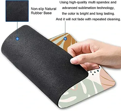 SANWUMIAN Sichqoncha Pad, Kvadrat Sichqoncha Pad, Chiroyli Sichqoncha Mat Su O'tkazmaydigan Sirpanmaydigan Rezina Taglik Sichqoncha Padlar Ofis Noutbuk uchun, Abstrakt Barglar - 5