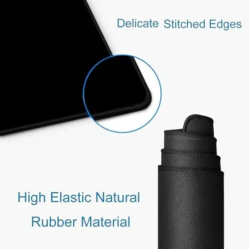 SANWUMIAN Black Large Gaming Mouse Pad with Stitched Edges, Desk Pad Extended Keyboard Mat, Non-Slip Rubber Base Mousepads for Laptop, Office, Home, 31.5X11.8 inch - 5