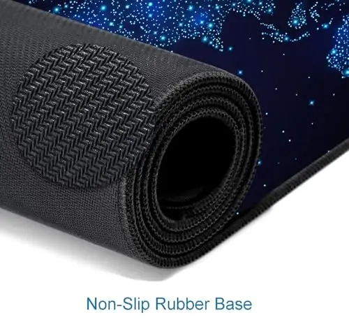 SANWUMIAN Tikilgan qirralari bo'lgan katta o'yin sichqonchasi paneli, stol uchun kengaytirilgan klaviatura, noutbuk, ofis, uy uchun sirpanmaydigan kauchuk asosli sichqonchalar, 31,5X11,8 dyuymli Galaxy dunyo xaritasi - 4