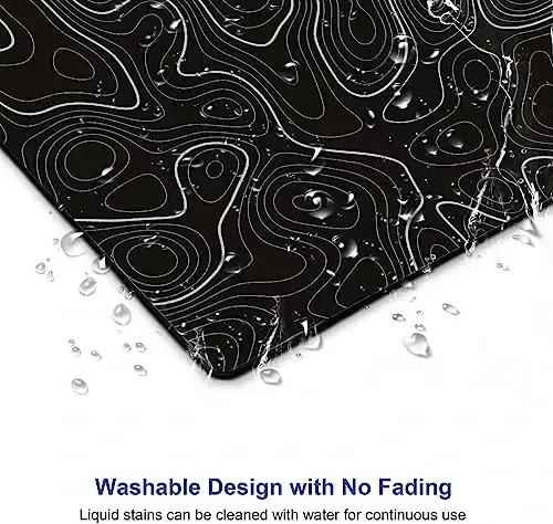 SANWUMIAN Topographic Contour Map Mouse Pad, Black Minimalist Mouse Mat Waterproof Non-Slip Rubber Base MousePads for Office Laptop Computer Desk - 5