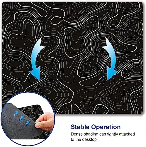 SANWUMIAN Topographic Contour Map Mouse Pad, Black Minimalist Mouse Mat Waterproof Non-Slip Rubber Base MousePads for Office Laptop Computer Desk - 6