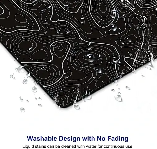 SANWUMIAN Topographic Contour Map Mouse Pad, Black Minimalist Mouse Mat Waterproof Non-Slip Rubber Base MousePads for Office Laptop Computer Desk - 5