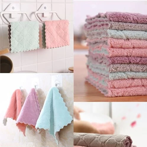 SAOYOAS 20 Pack Kitchen Towels Quick Dry Washcloths, Coral Velvet Dishtowels Multipurpose Reusable Cloths, Soft Tea Absorbent Cleaning Cloths Double-Sided Microfiber Lint Free Rags. - 6