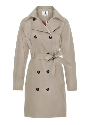 SaphiRose Women's Water-Resistant Trench Coat Double-Breasted Long Peacoat with Removable Hood - 2