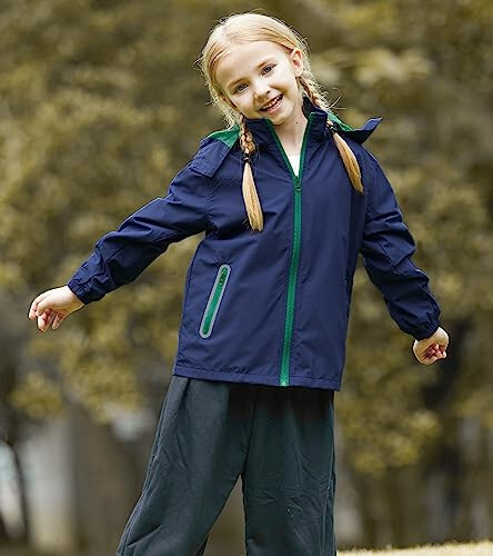 SaphiRose Kids Rain Jacket Waterproof Raincoat Mesh Lined Coat with Removable Hood for Boys Girls - 2