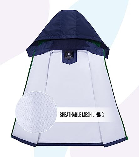 SaphiRose Kids Rain Jacket Waterproof Raincoat Mesh Lined Coat with Removable Hood for Boys Girls - 5