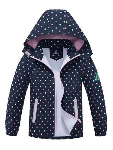 SaphiRose Kids Waterproof Rain Jacket Mesh Lined with Removable Hood | Lightweight rain coat, windproof, breathable, school, camping, travel, outdoor play, boys and girls - 1
