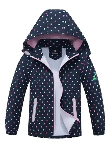 SaphiRose Kids Waterproof Rain Jacket Mesh Lined with Removable Hood | Lightweight rain coat, windproof, breathable, school, camping, travel, outdoor play, boys and girls - 1