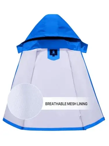 SaphiRose Kids Waterproof Rain Jacket Mesh Lined with Removable Hood | Lightweight rain coat, windproof, breathable, school, camping, travel, outdoor play, boys and girls - 5