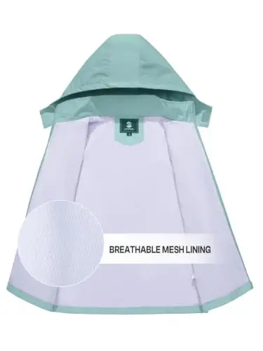 SaphiRose Kids Waterproof Rain Jacket Mesh Lined with Removable Hood | Lightweight rain coat, windproof, breathable, school, camping, travel, outdoor play, boys and girls - 5