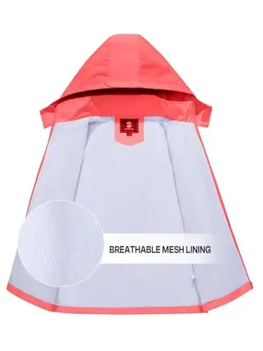 SaphiRose Kids Waterproof Rain Jacket Mesh Lined with Removable Hood | Lightweight rain coat, windproof, breathable, school, camping, travel, outdoor play, boys and girls - 5