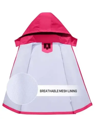 SaphiRose Kids Waterproof Rain Jacket Mesh Lined with Removable Hood | Lightweight rain coat, windproof, breathable, school, camping, travel, outdoor play, boys and girls - 5