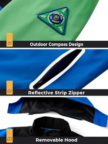 SaphiRose Kids Waterproof Rain Jacket Mesh Lined with Removable Hood | Lightweight rain coat, windproof, breathable, school, camping, travel, outdoor play, boys and girls - 5