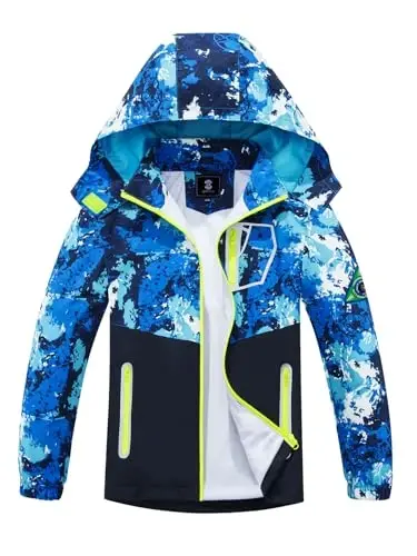 SaphiRose Kids Waterproof Rain Jacket Mesh Lined with Removable Hood | Lightweight rain coat, windproof, breathable, school, camping, travel, outdoor play, boys and girls - 1
